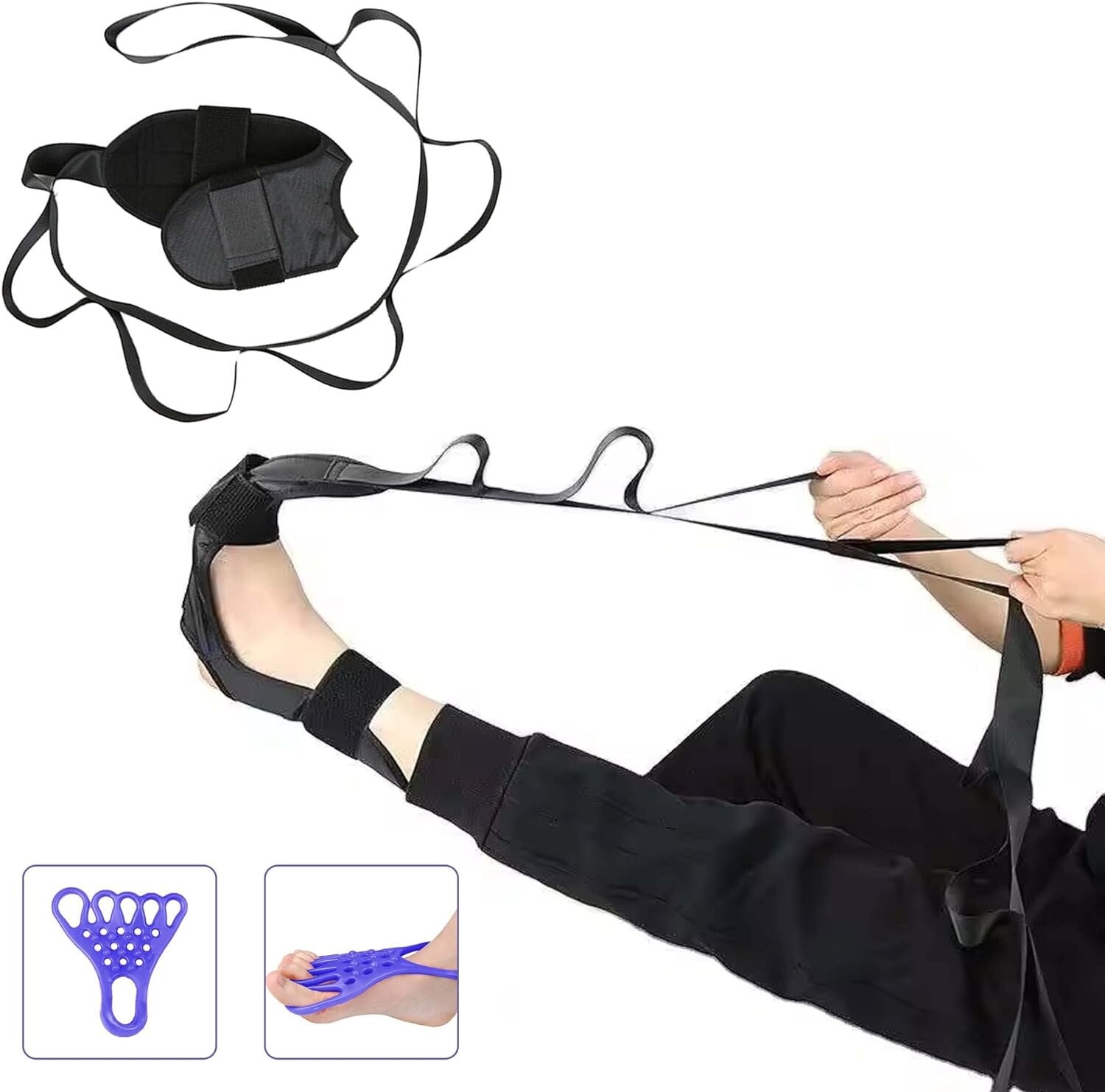 Yoga Stretch Strap Improves Strength and Relief to Heel Spurs, Calf, Thigh &Hip