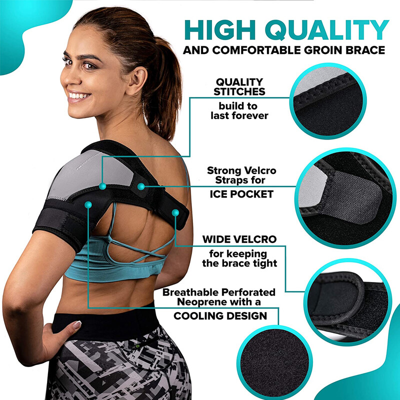 Shoulder Brace Rotator Cuff Support Relief Pain Adjustable Belt Black Left Right