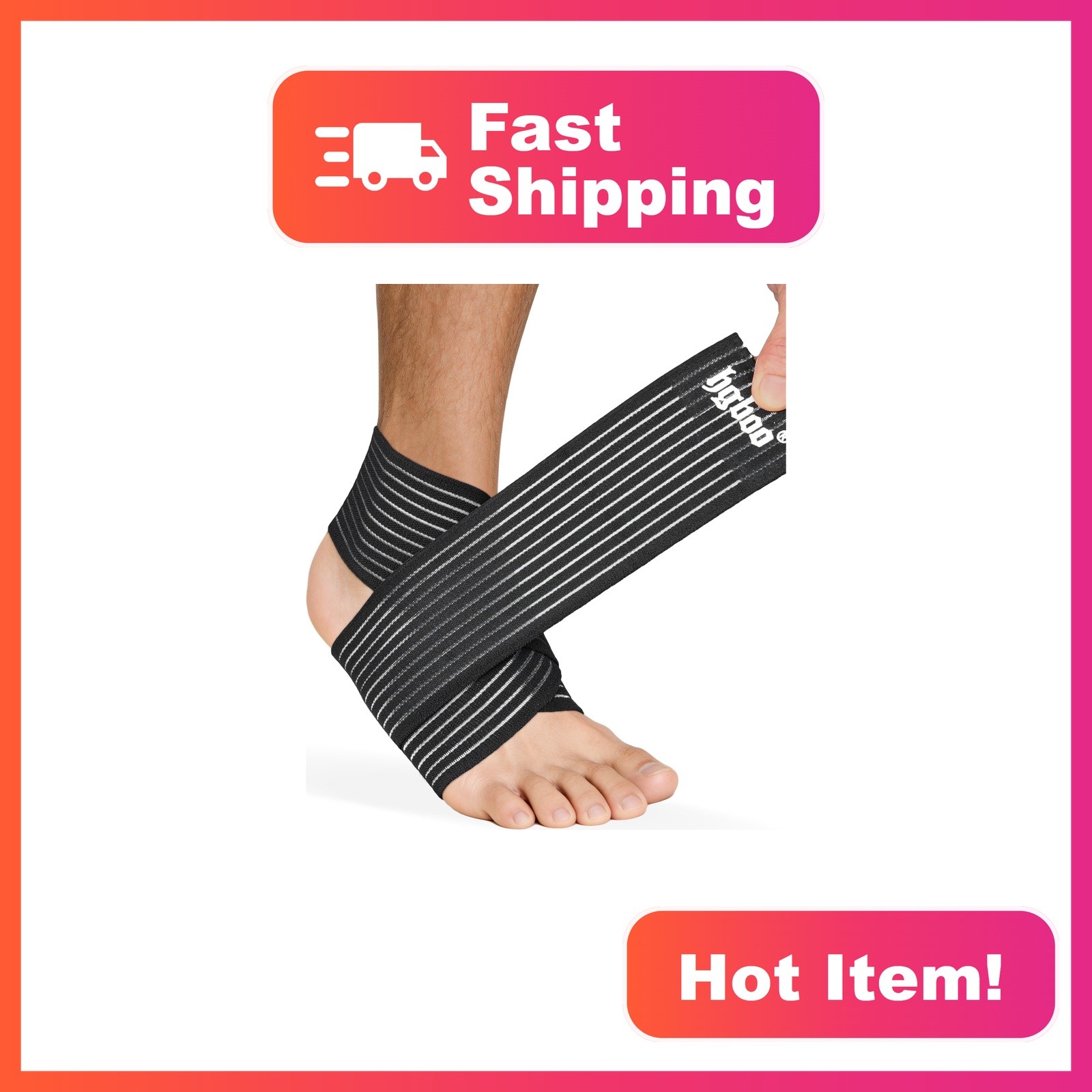 HGBOO Ankle Brace 2 Pack Black Compression Support