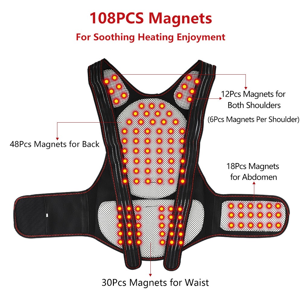 Magneticx Back Support Magnets Heating Therapy Belt Waist Brace