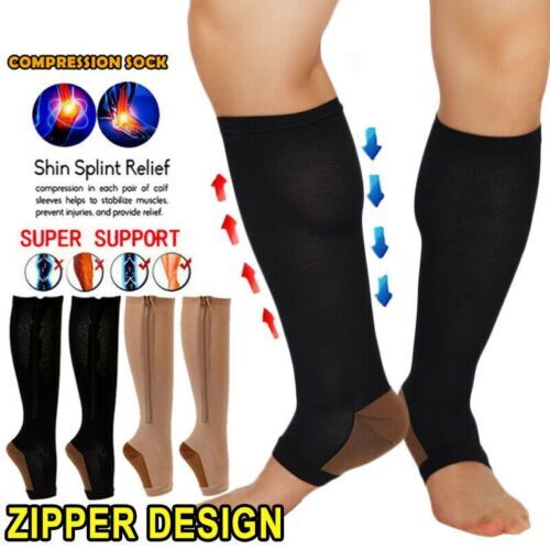 Knee High Compression Socks With Con Cremallera 15-20mmHg Mens Womens S/M-XL
