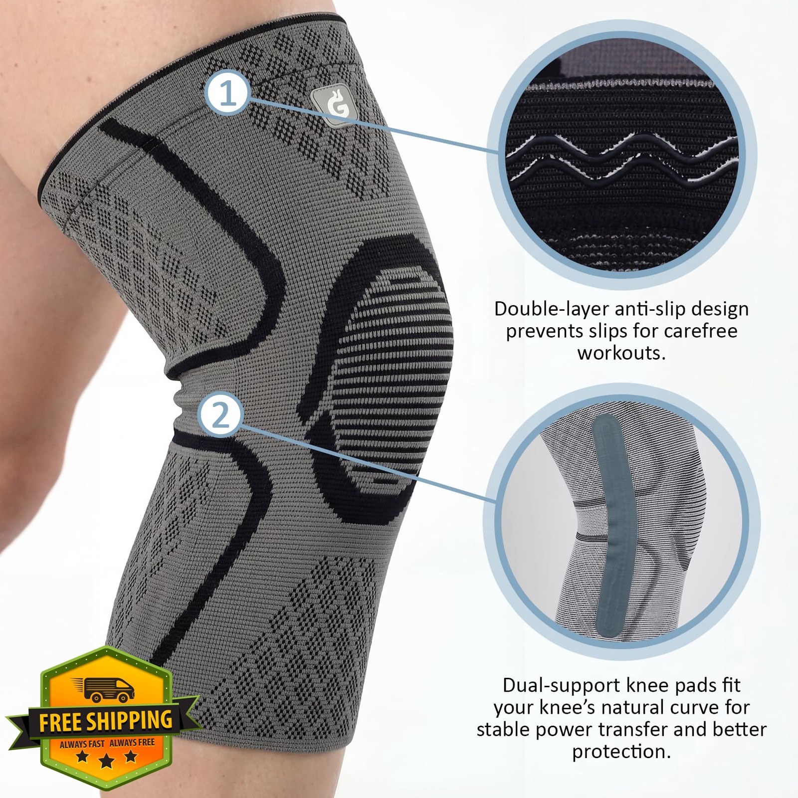 GOOGAH Knee Brace X-Large Gray
