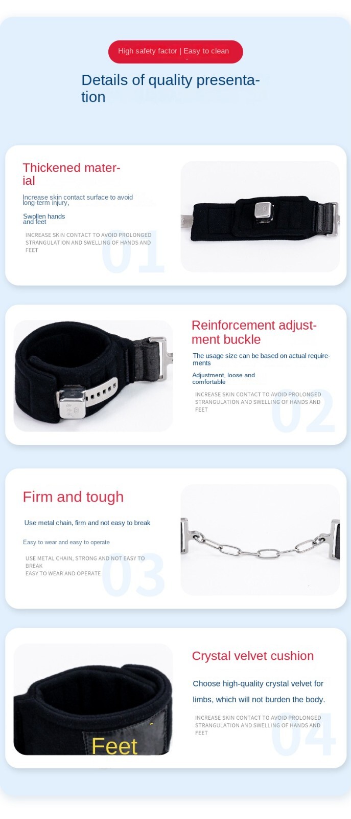 Fast Magnetic Restraint Belt Set Waist Hands And Chain Style Feet Standing