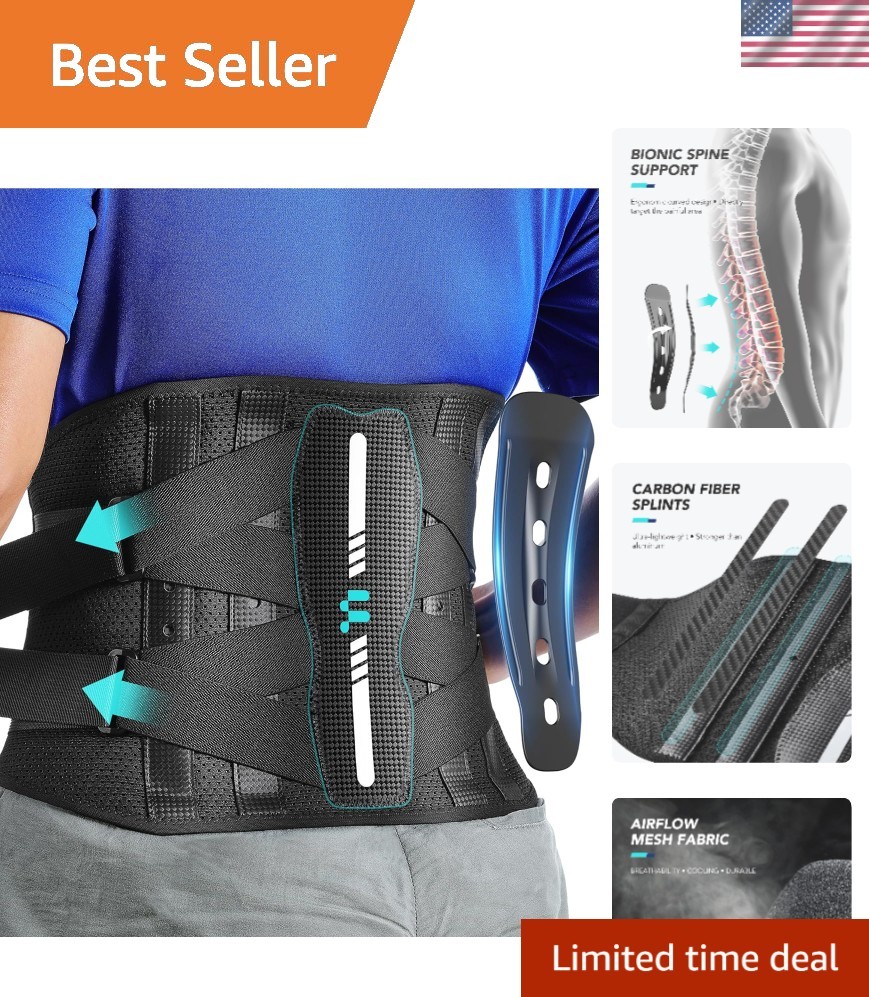 Ergonomic Curved Back Brace for Sciatica & Herniated Disc Relief – Size L