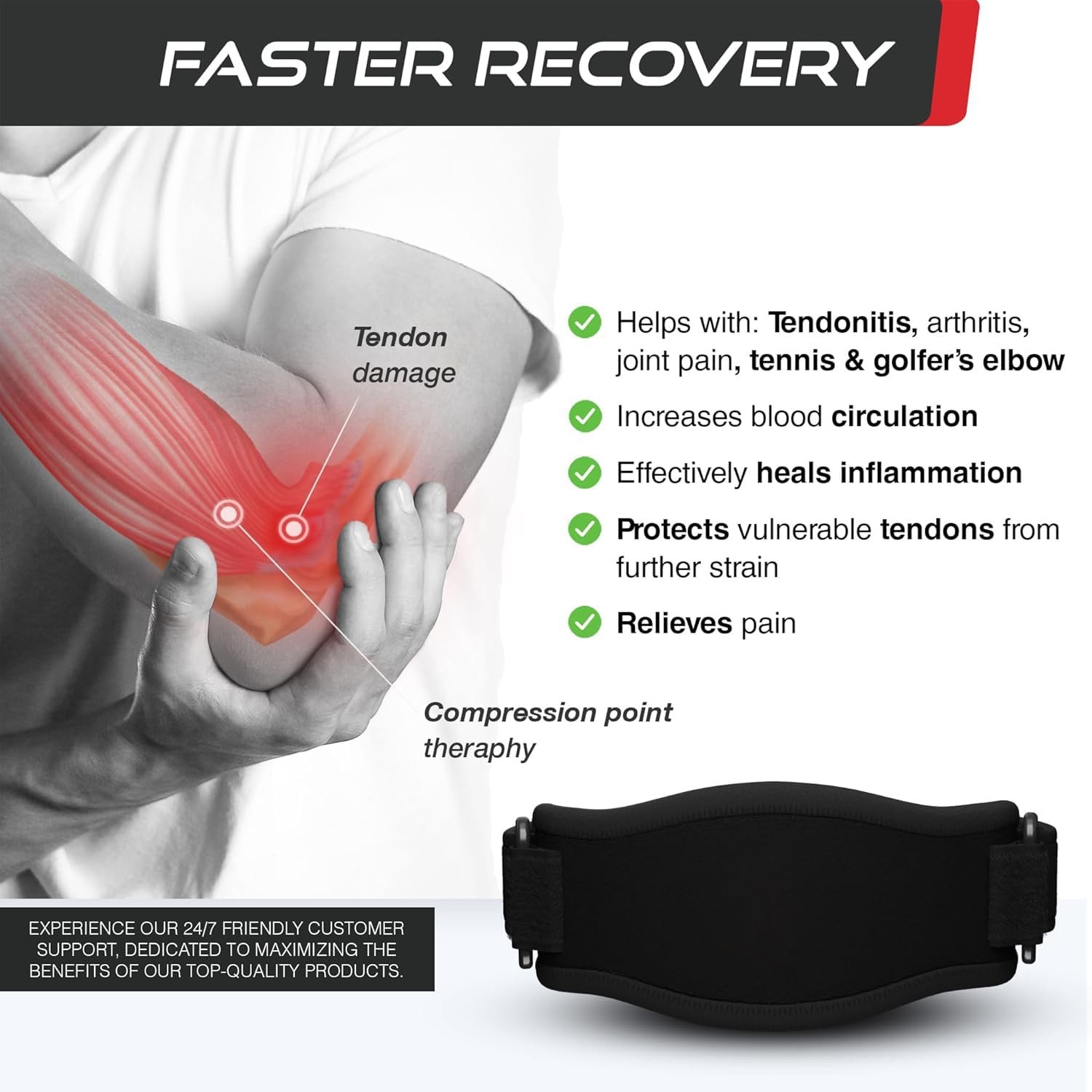 Tennis & Golfer’s Elbow Brace for Men & Women – Adjustable Elbow Strap with C…