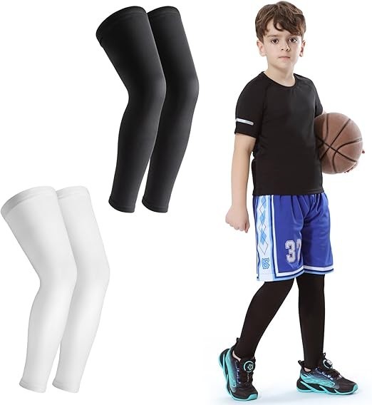 Newbyinn Kid Leg Sleeve 2 Pairs, Long Compression Leg Sleeve for Youth