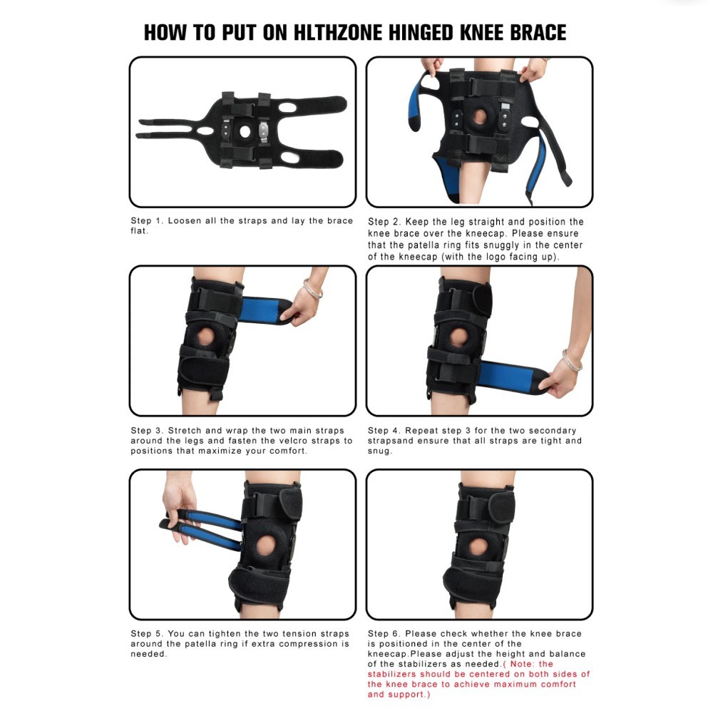 Hinged Knee Brace Side Stabilizers Adjustable Miniscus Tear ACL MCL Pain Relief