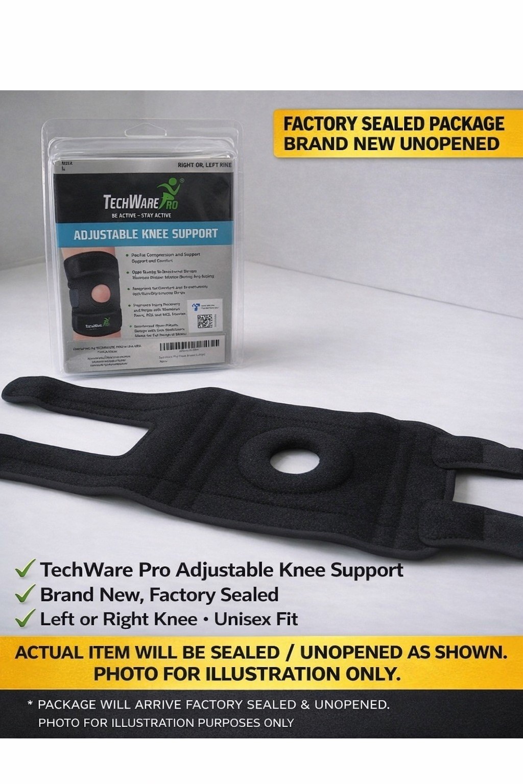 TechWare Pro Knee￼Brace Support Knee Brace for Knee Pain. Unisex. Large. New