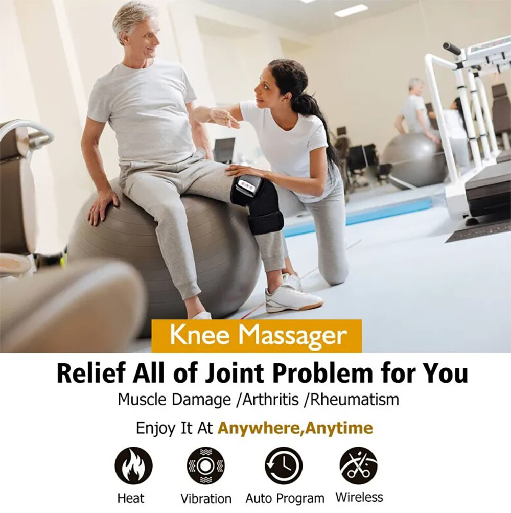 Rechargeable Electric Heated Knee Shoulder Brace Wrap Vibration Massager Relief