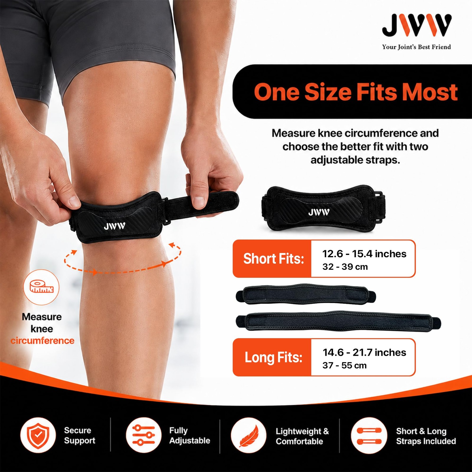 Patellar Tendon Support Strap 2 Pack, Knee Brace for Knee Pain Relief
