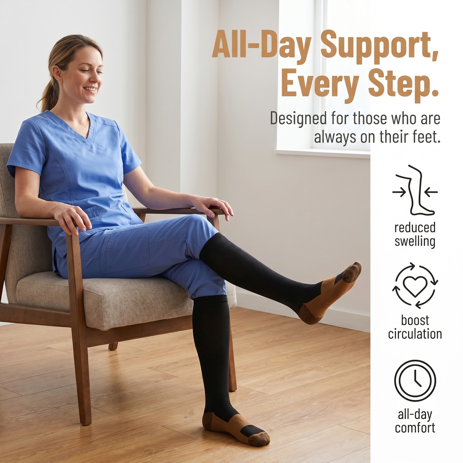 Copper Compression Socks Mens Womens 20-30mmHg Graduated Support S-XXL