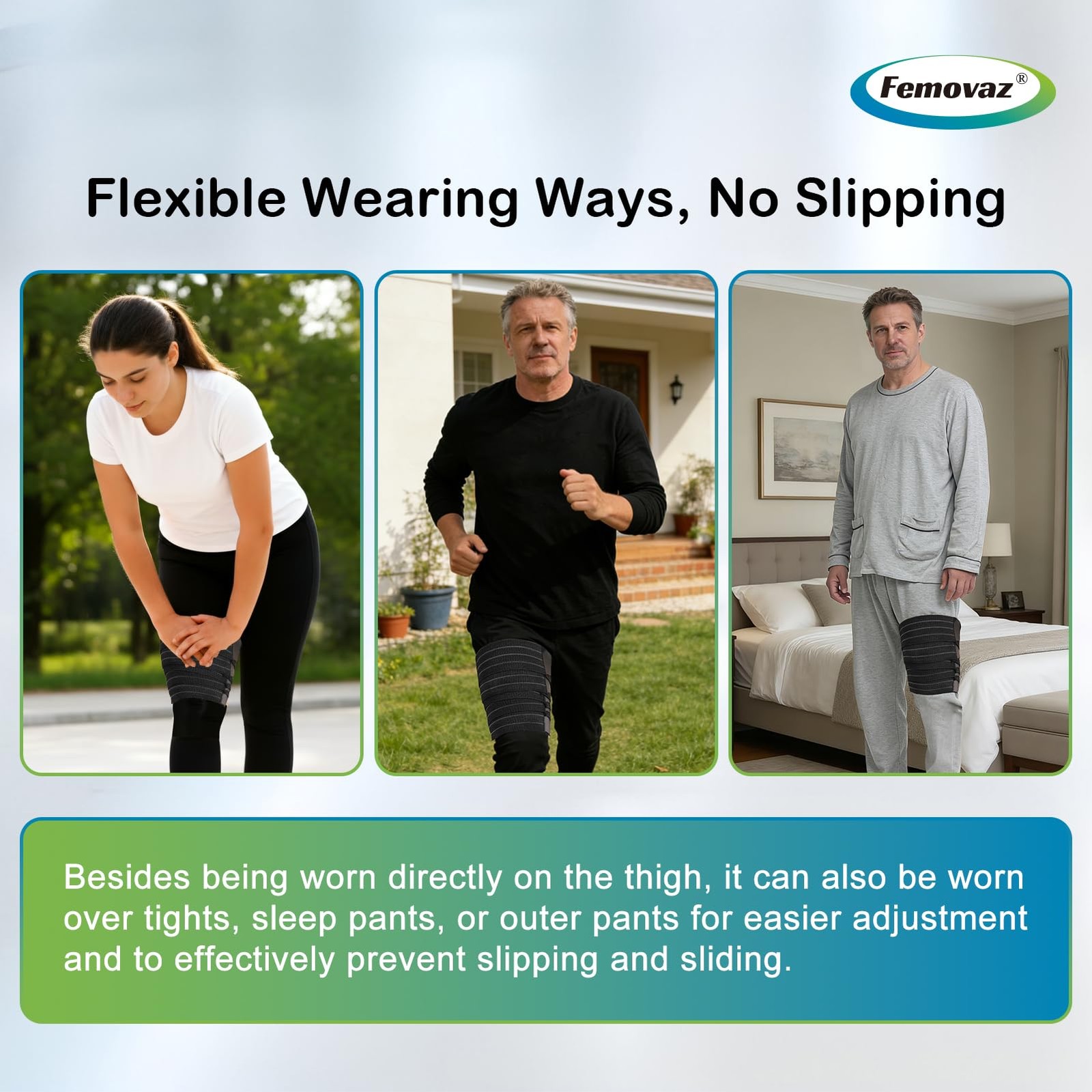 Femovaz 1PC Thigh Compression Wrap + Knee Kit | XX-Large, Black
