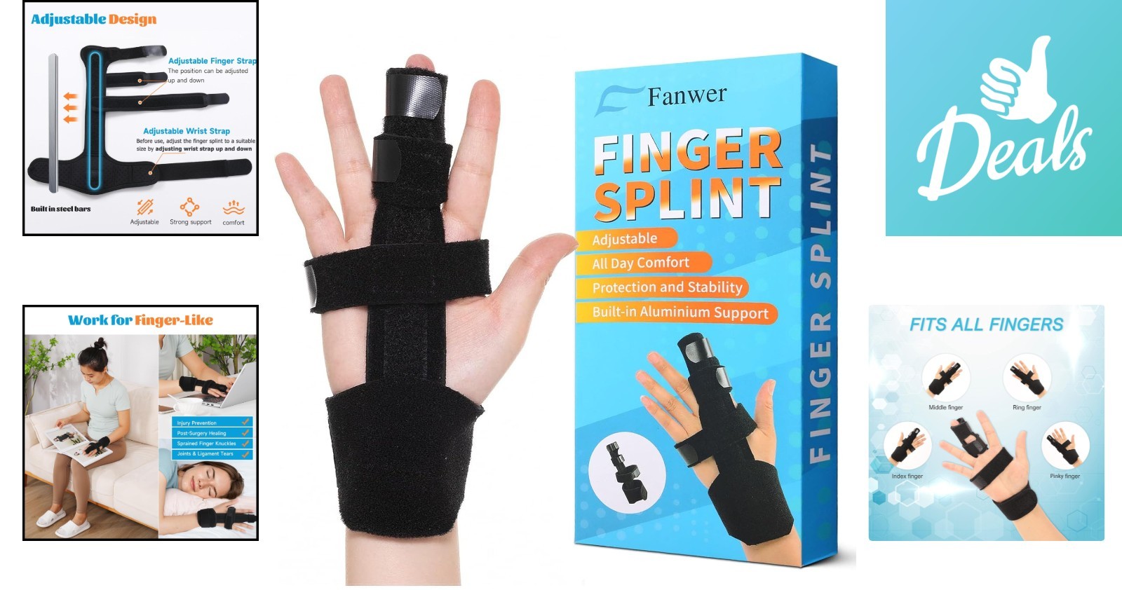 Versatile Reversible Middle Finger Splint – Support for Arthritis & Tendonitis