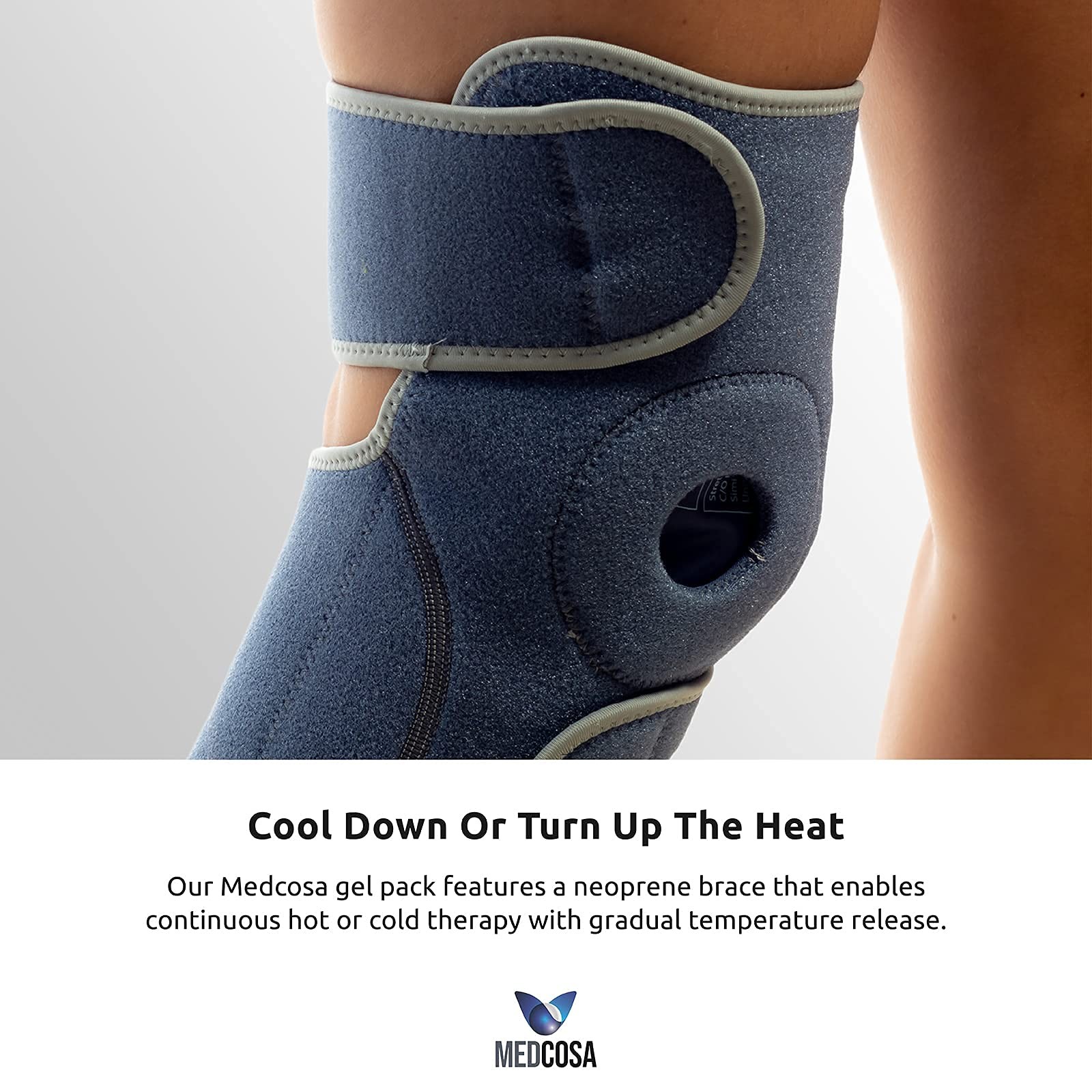 Medcosa Ice Pack for Knee – Hot or Cold Gel Wrap One Size, Light Blue