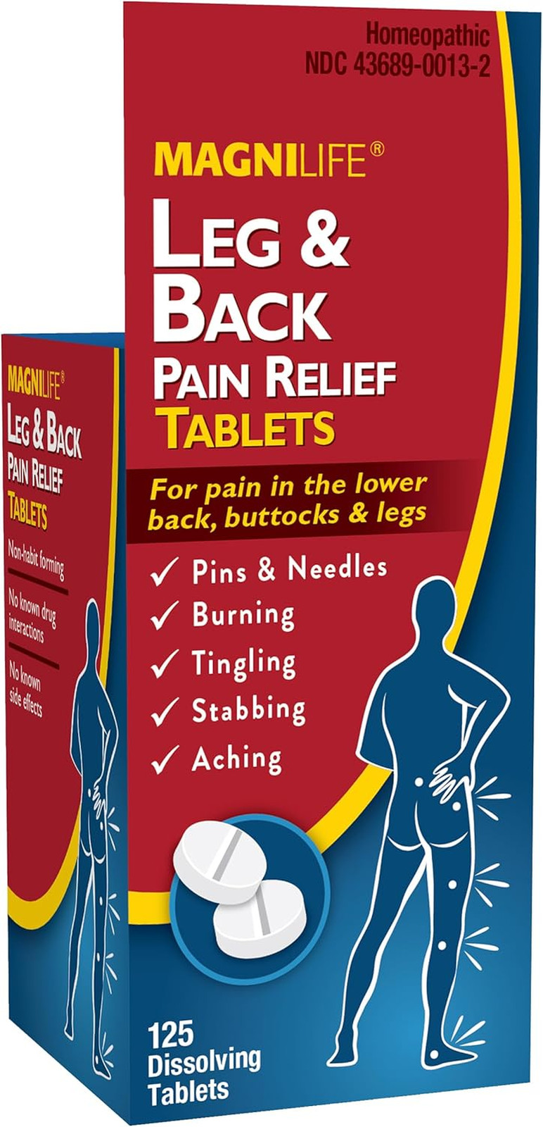 Leg & Back Pain Relief Tablets,125 Ct, Fast-Acting Pain Relief Naturally Soothes