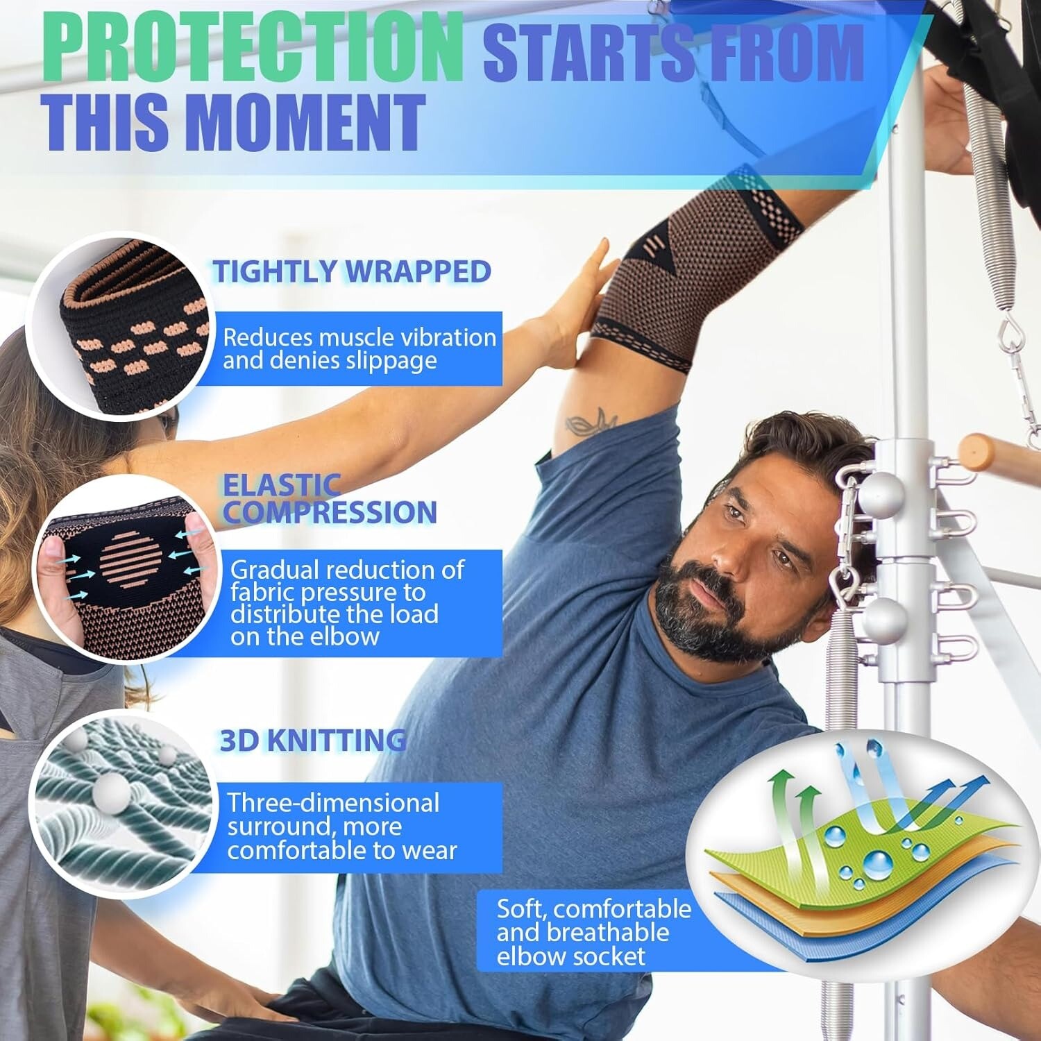 Copper Tennis Elbow Brace Support Compression Sleeve Arthritis Arm Joint Pain US