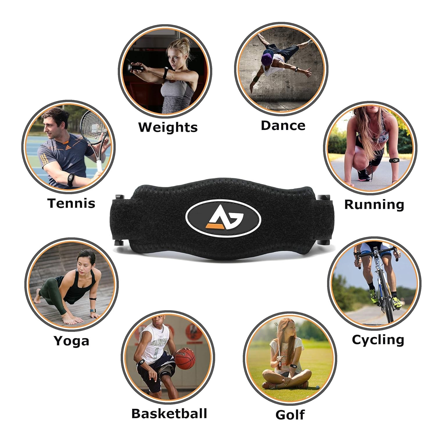 Tennis Elbow Brace – Forearm Support Band with Compression Pad One Size