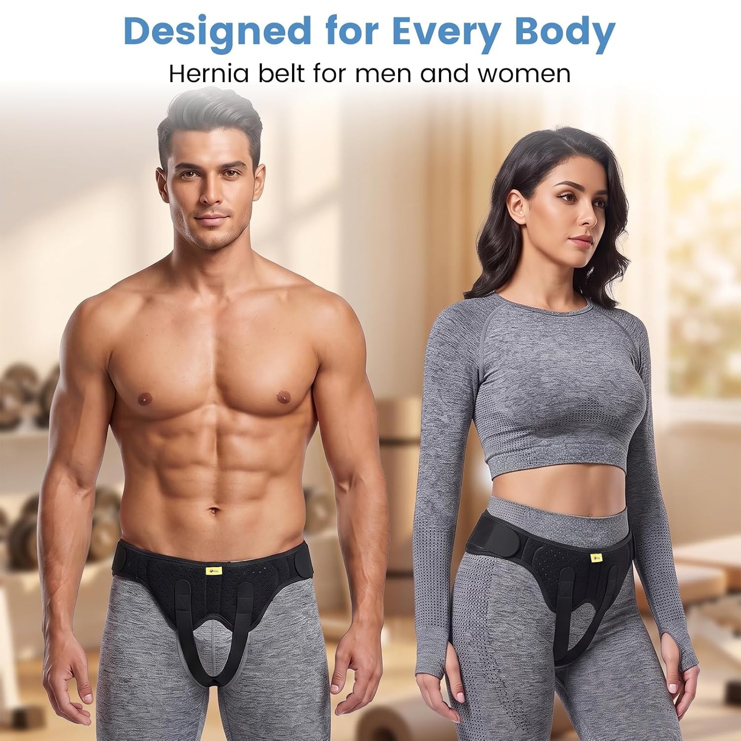 TENB Hernia Belt for Men Inguinal Support Truss Adjustable Black Medium