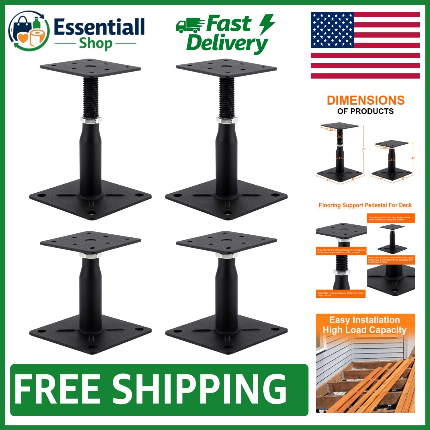 Sturdy 4400 lbs Load Capacity Adjustable Support Jack – Ideal for RV & Floors
