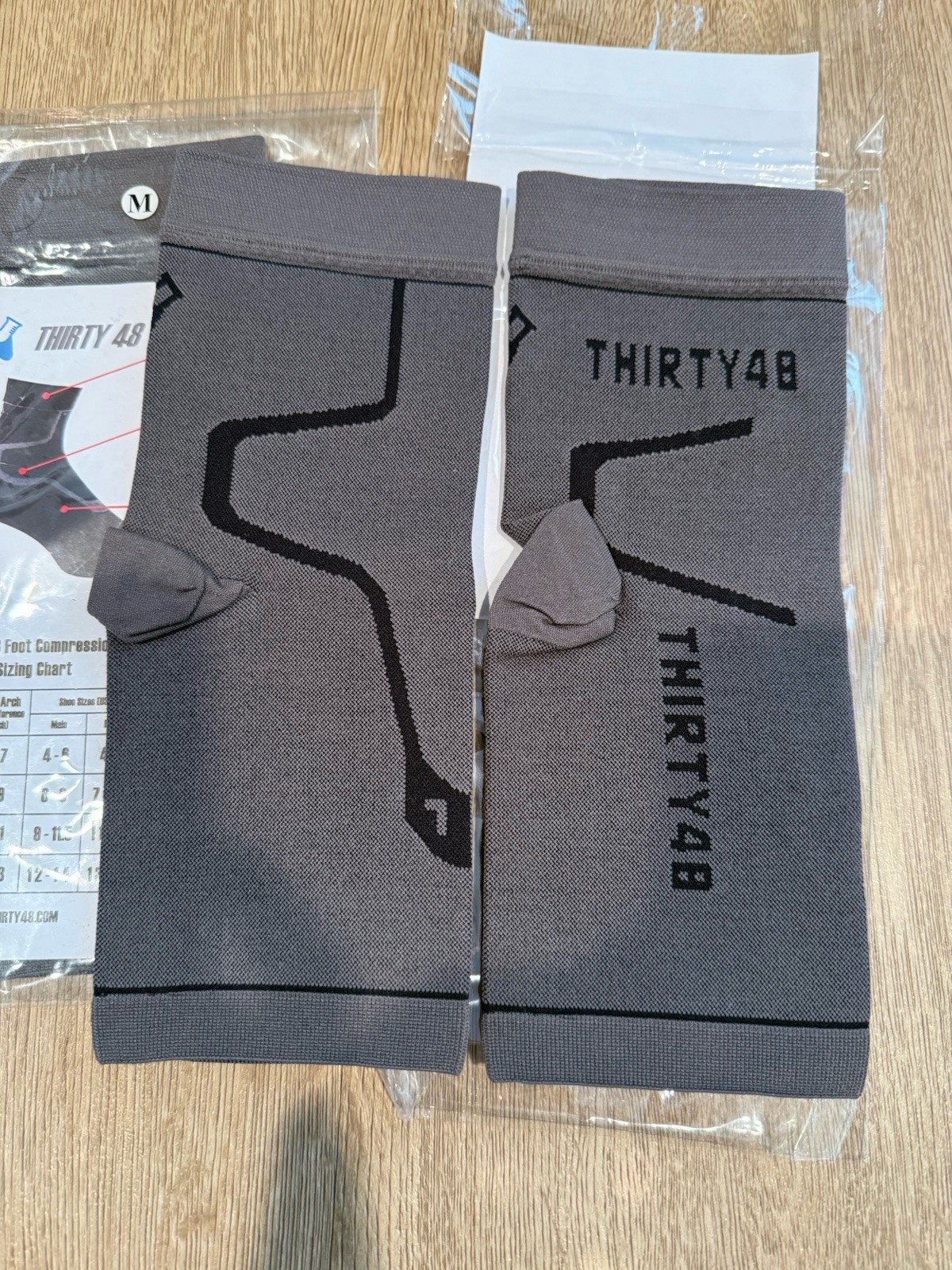 2 Pairs THIRTY48 – Ankle Compression Socks Gray Unisex Medium Plantar Fasciitis