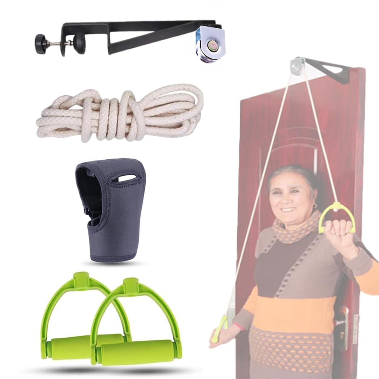 Shoulder Arm Pulley System – Over Door Rehab Exerciser for Home Therapy & Rotato