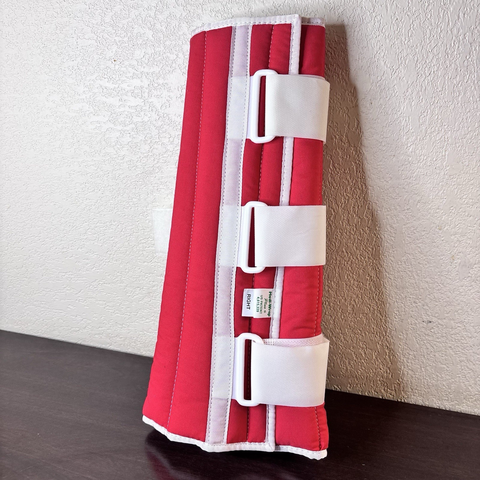 Vintage Medi-Wrap Compression Leg Brace For Right Leg – Red & White 14.5” Long