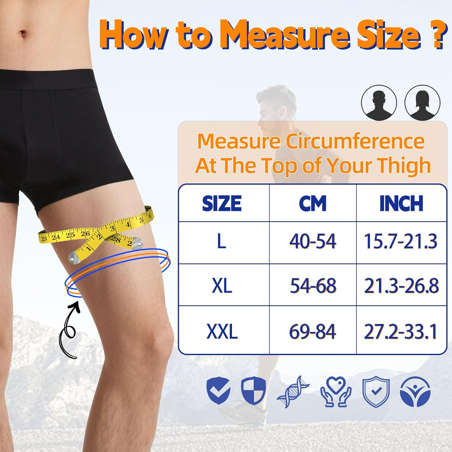 Adjustable Thigh and Hamstring Compression Sleeve with 3 Pressure Straps, Thigh