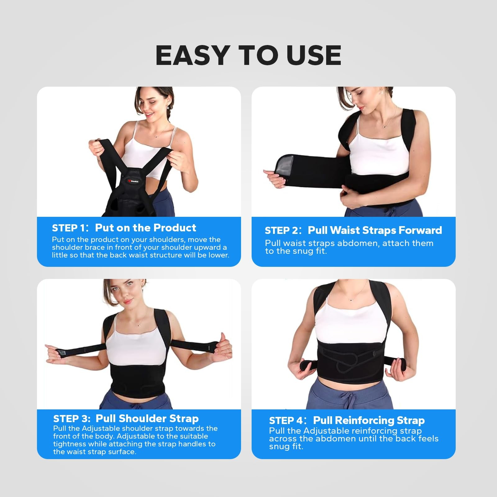 BraceBull Posture Corrector for Men and Women,Upper Back Brace with X-Large