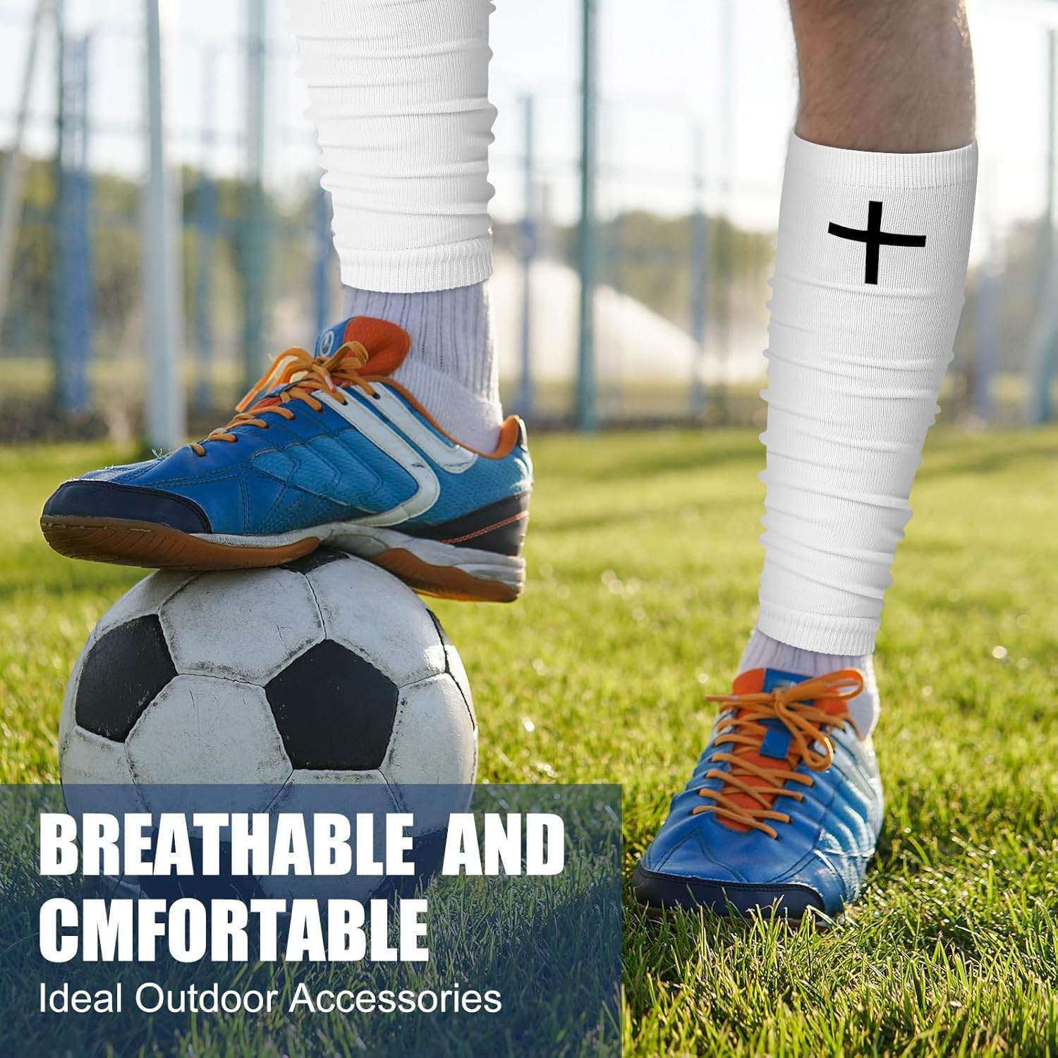 2 Pairs Faith Cross Football Leg Sleeves Scrunch Sports Compression Calf Sleeve