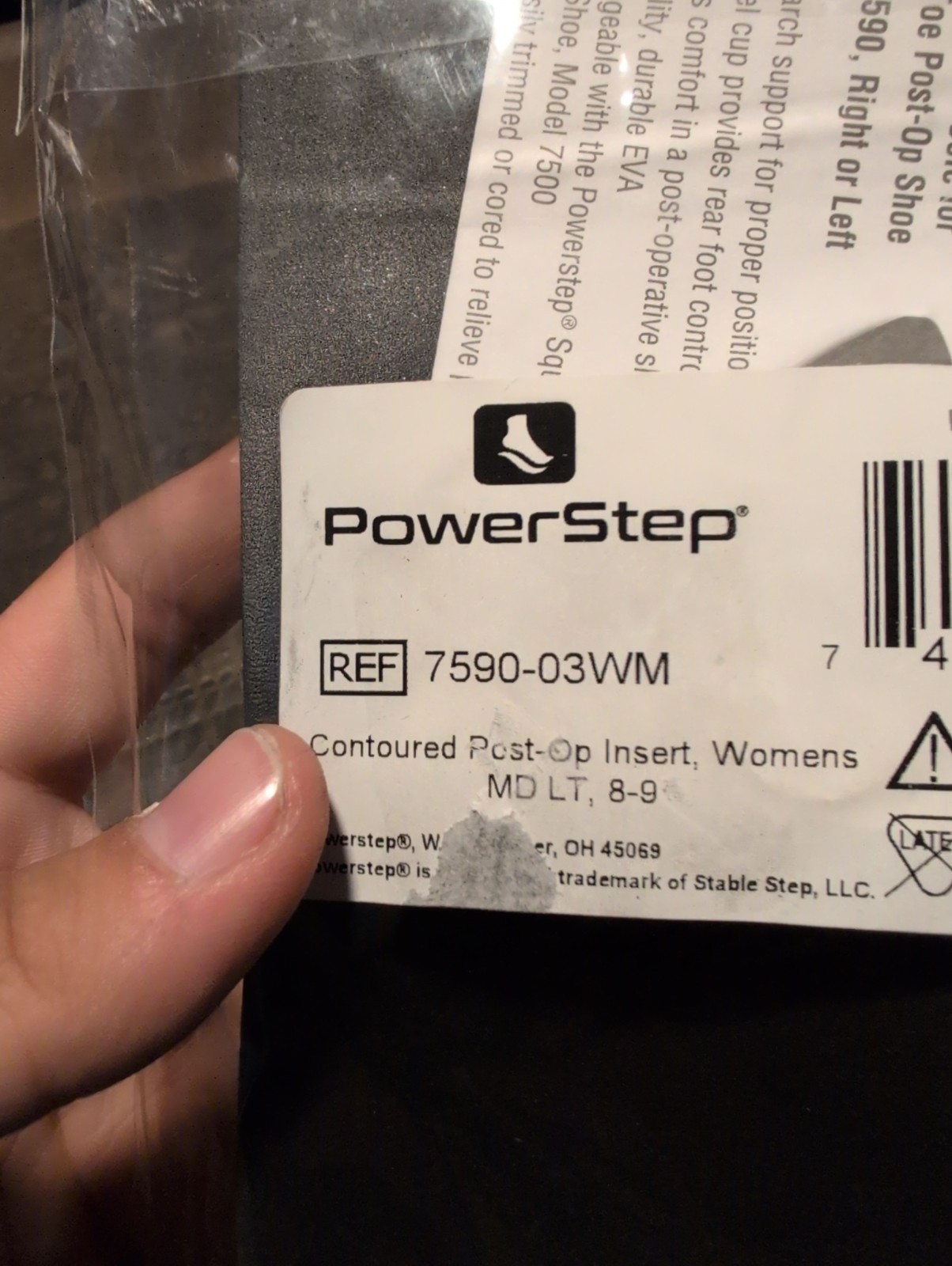Powerstep Contoured Inner Sole For Square Toe Model 7590 New Women’s 8-9 7590-03