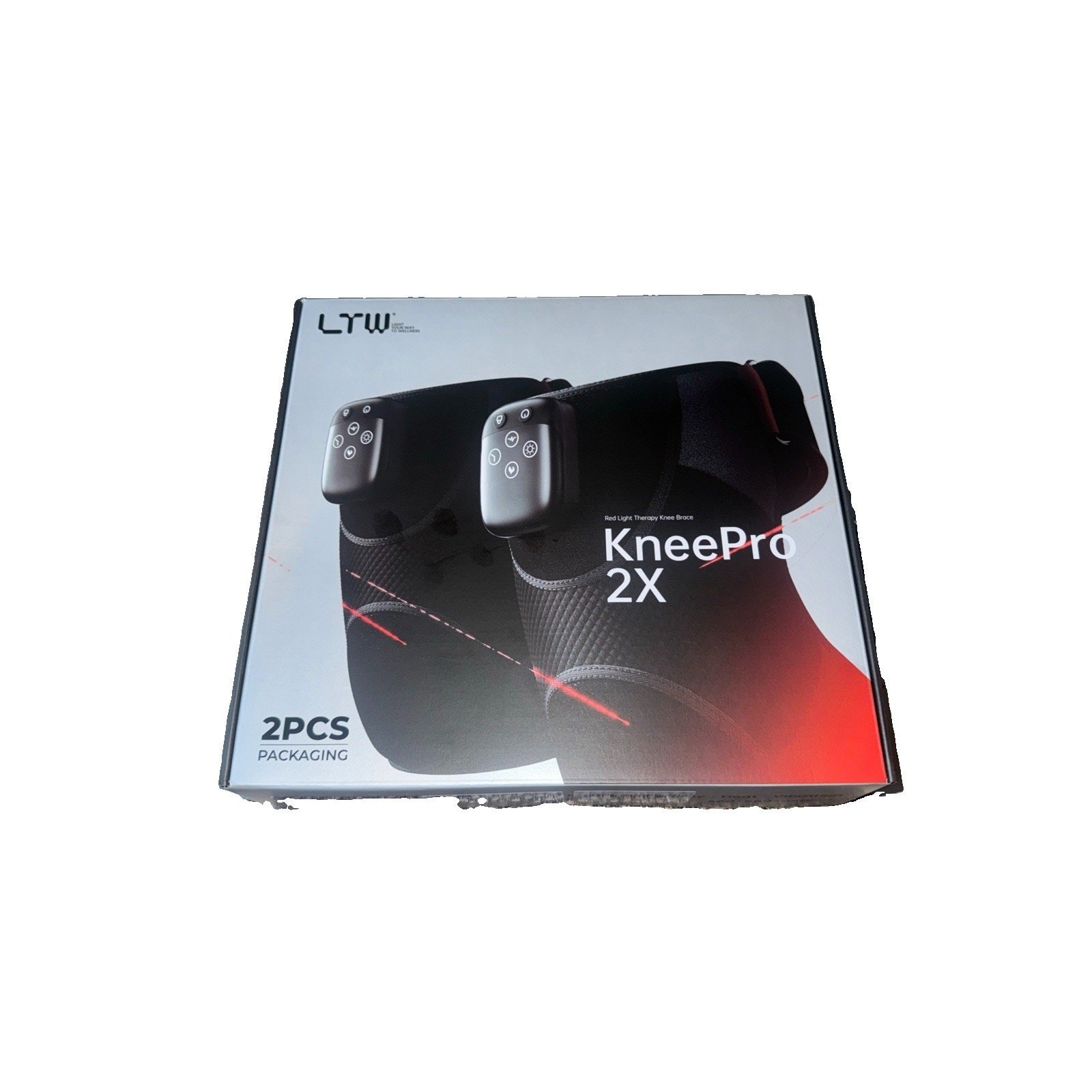 New Massaging LYW KneePro 2X Red Light Therapy Knee Brace – 2 Pieces (Black)