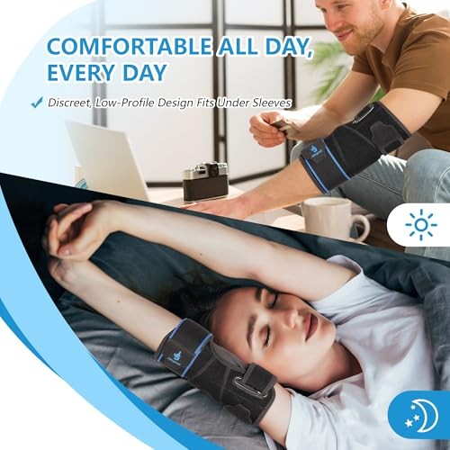 Adjustable Elbow Brace Tennis Elbow Brace for Men & Women, Elbow S/M Black/Blue