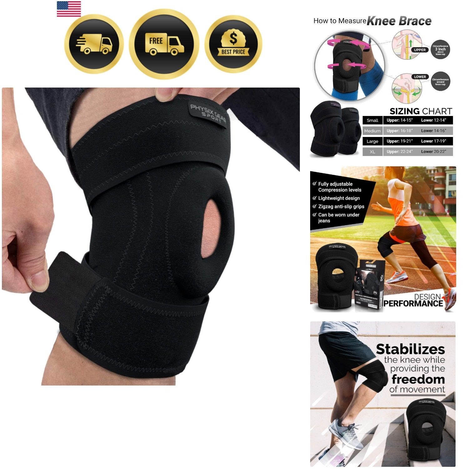 Knee Brace for Arthritis ACL MCL Meniscus Tear Support Compression Stabilizers