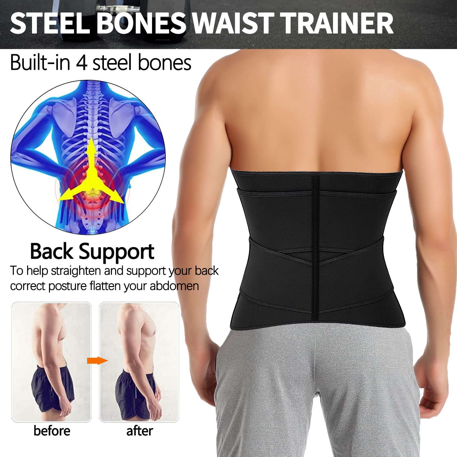Sweat Belt Women Or Men Tummy Waist Trainer Hot Body Shaper Slim Band Wrap USA