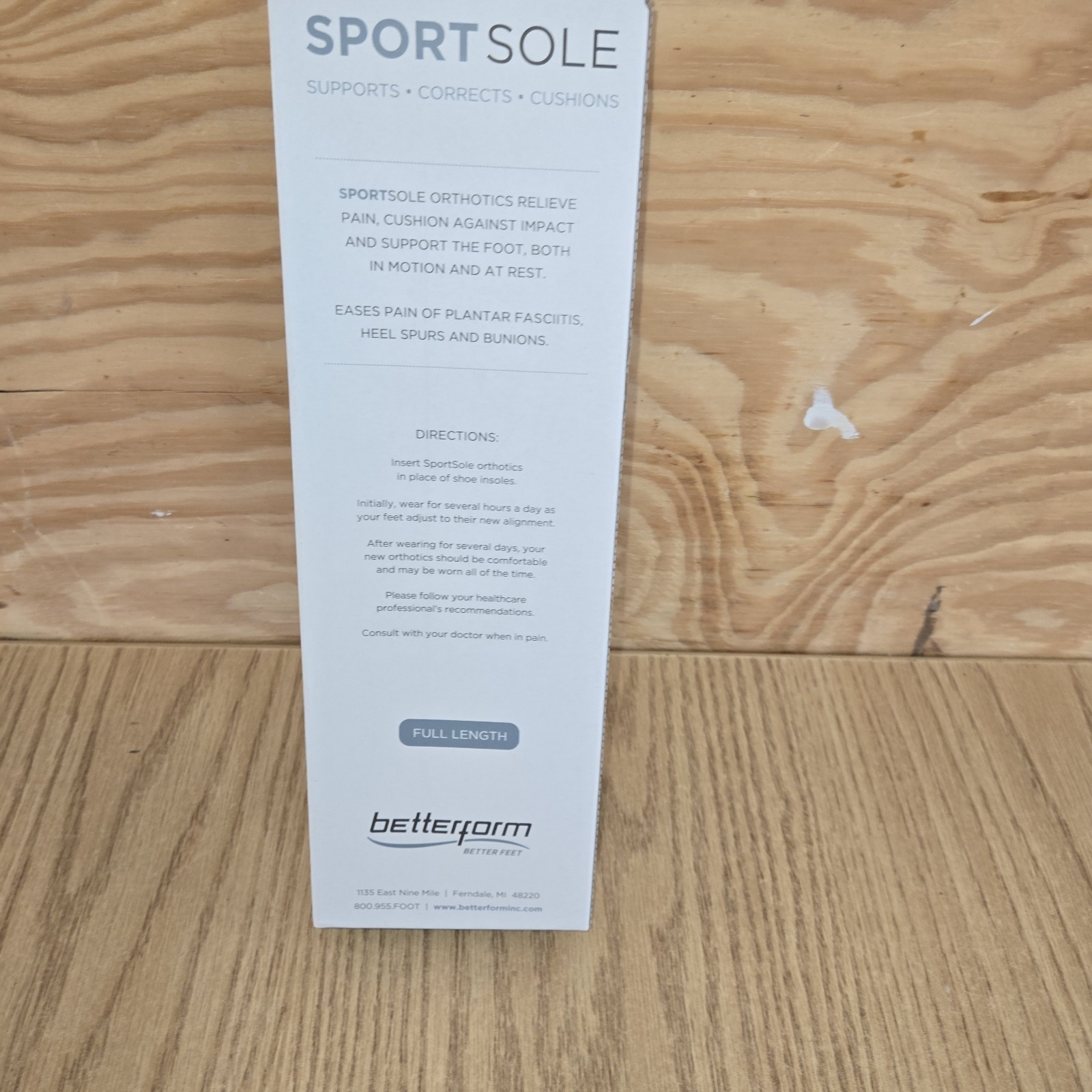 BETTERFORM SportSole Leather Orthotic Arch Supports Replacement Shoe Insoles SzC