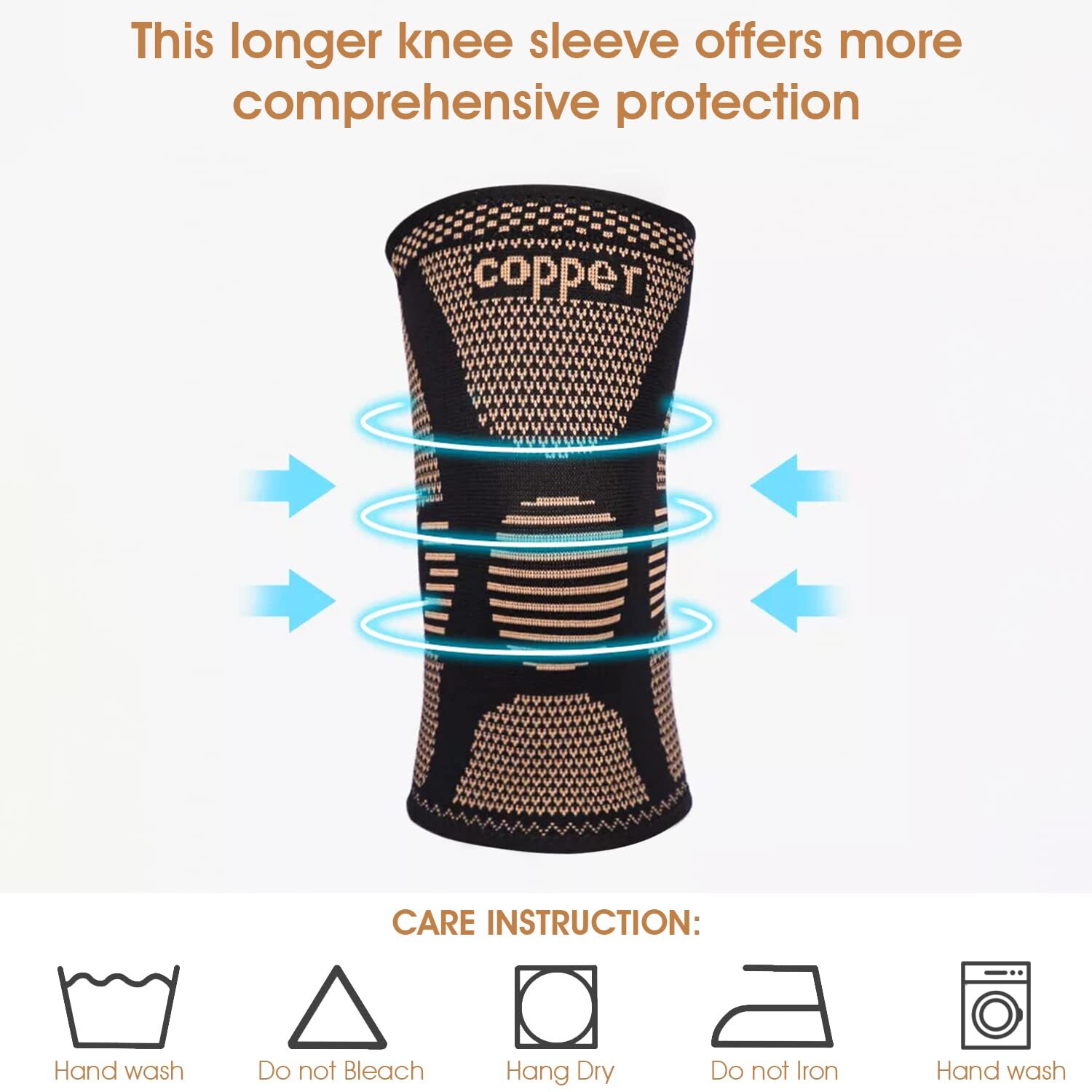 Copper Compression Sleeve Knee Brace Arthritis Joint Support Pain Relief Workout