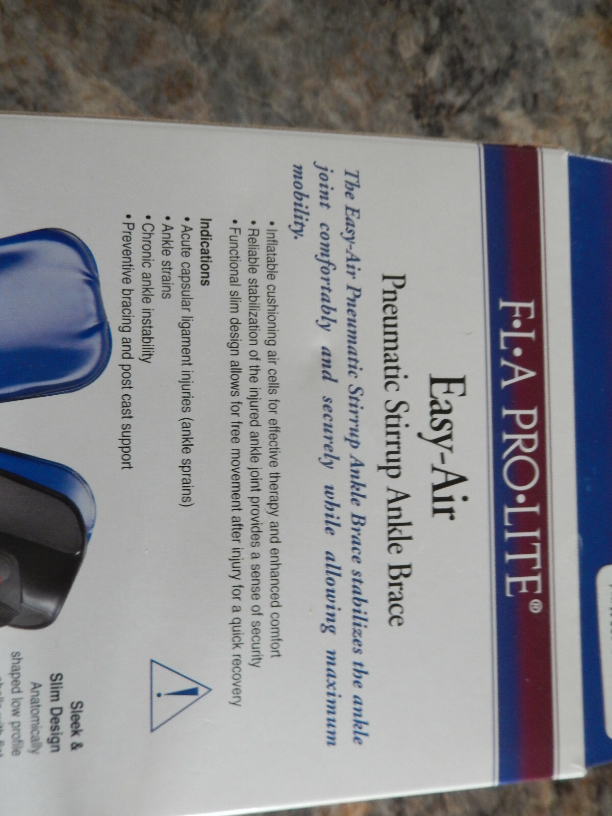 FLA Pro Lite Easy Air Pneumatic Ankle Brace Right Standard 75885-00000 New #125A