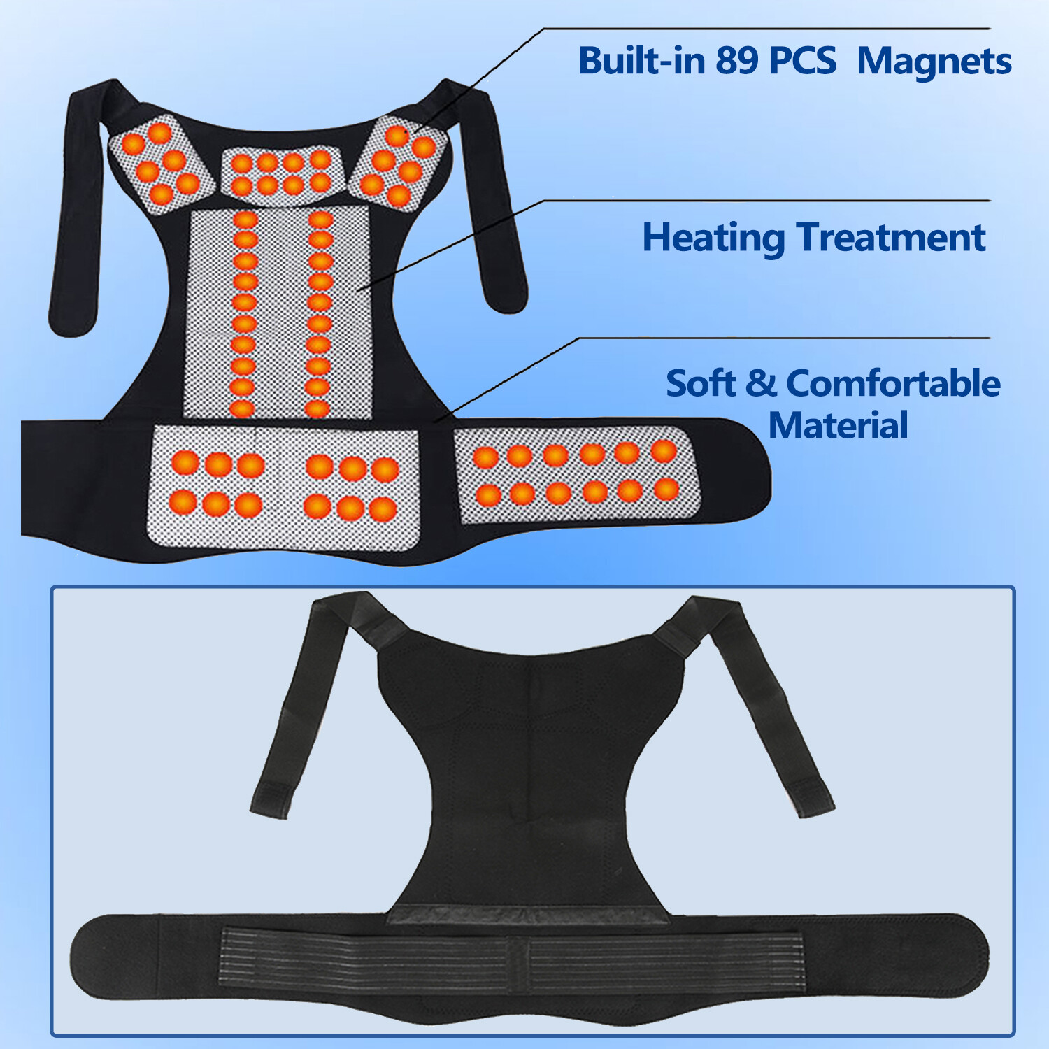 Posture Corrector Support Brace Magnetic Back Shoulder Brace Belt Band Unisex US