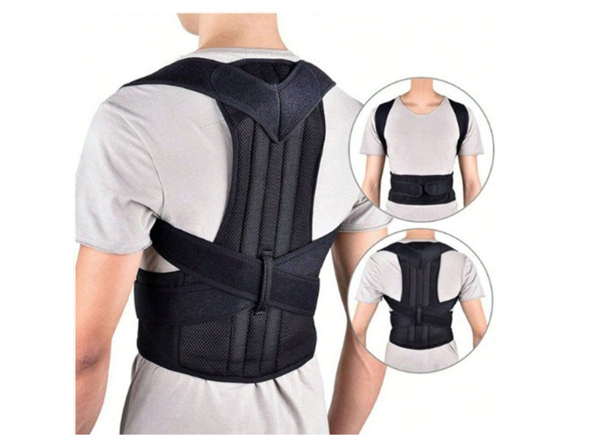 Multi-Function Adjustable Posture Corrector and Slouch Back Support-Black Size S
