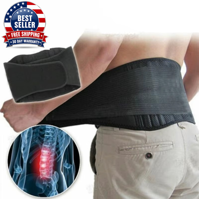 1Pc Lower Back Support Brace with Self Heating, Adjustable Waist Belt for Lumbar