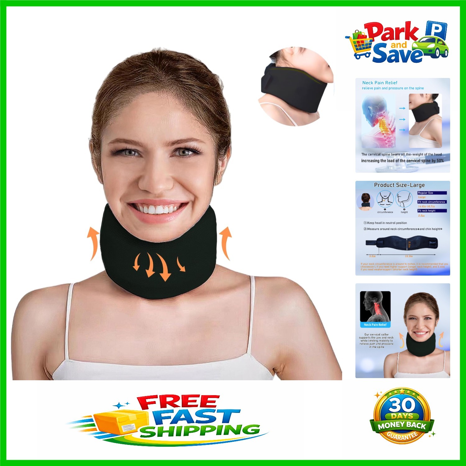 Adjustable Neck Brace for Pain Relief – Soft Cervical Collar for Travel