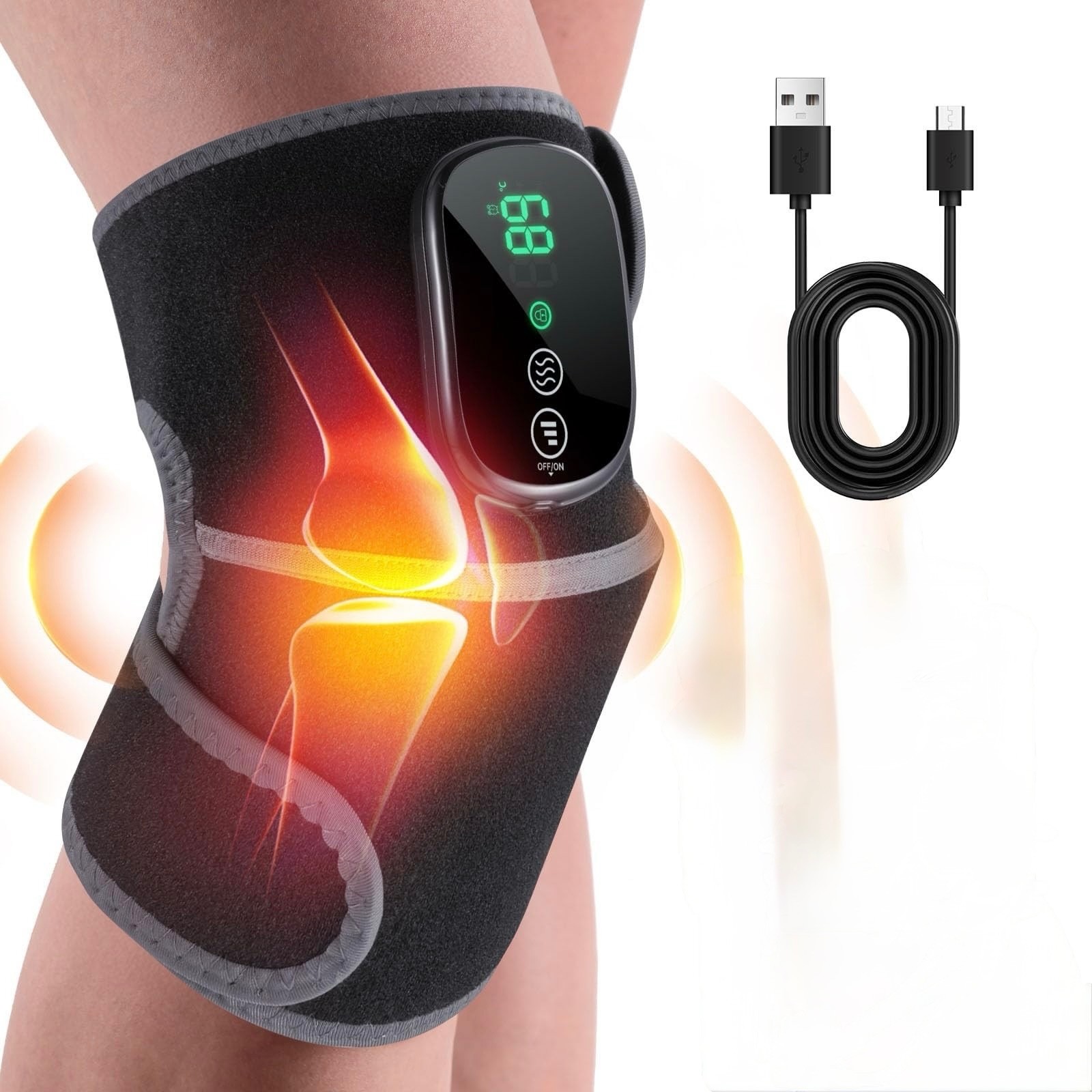 Homrelexa Knee Massager with Heat and Vibration 2pcs Set – Cordless & Portable
