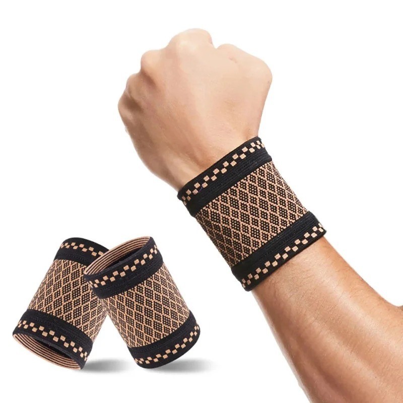 1 Pair Copper Compression Wrist Brace Support Elastic Sports Gym Wrist Guard