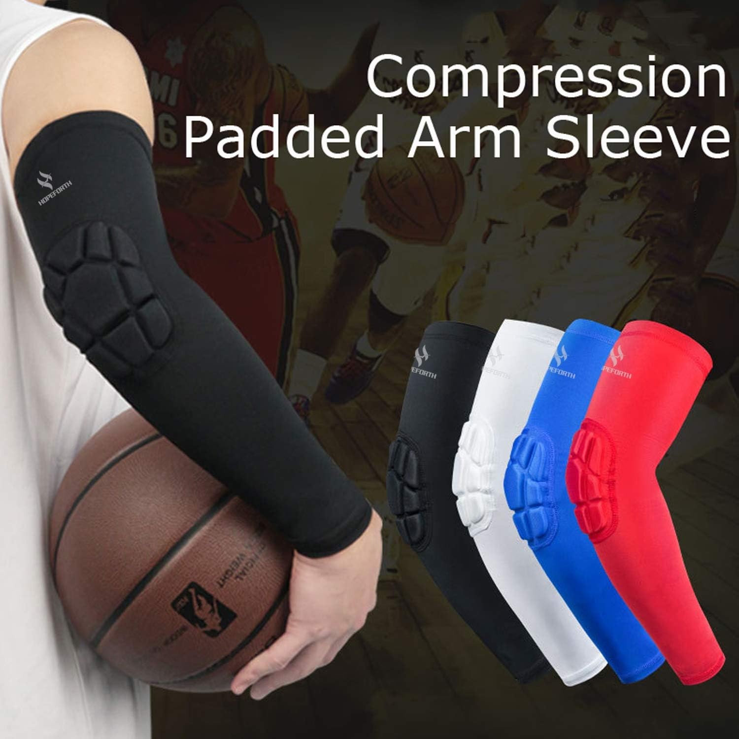 2PCS Padded Elbow Sleeves Compression Arm XX-Large, Black Pad