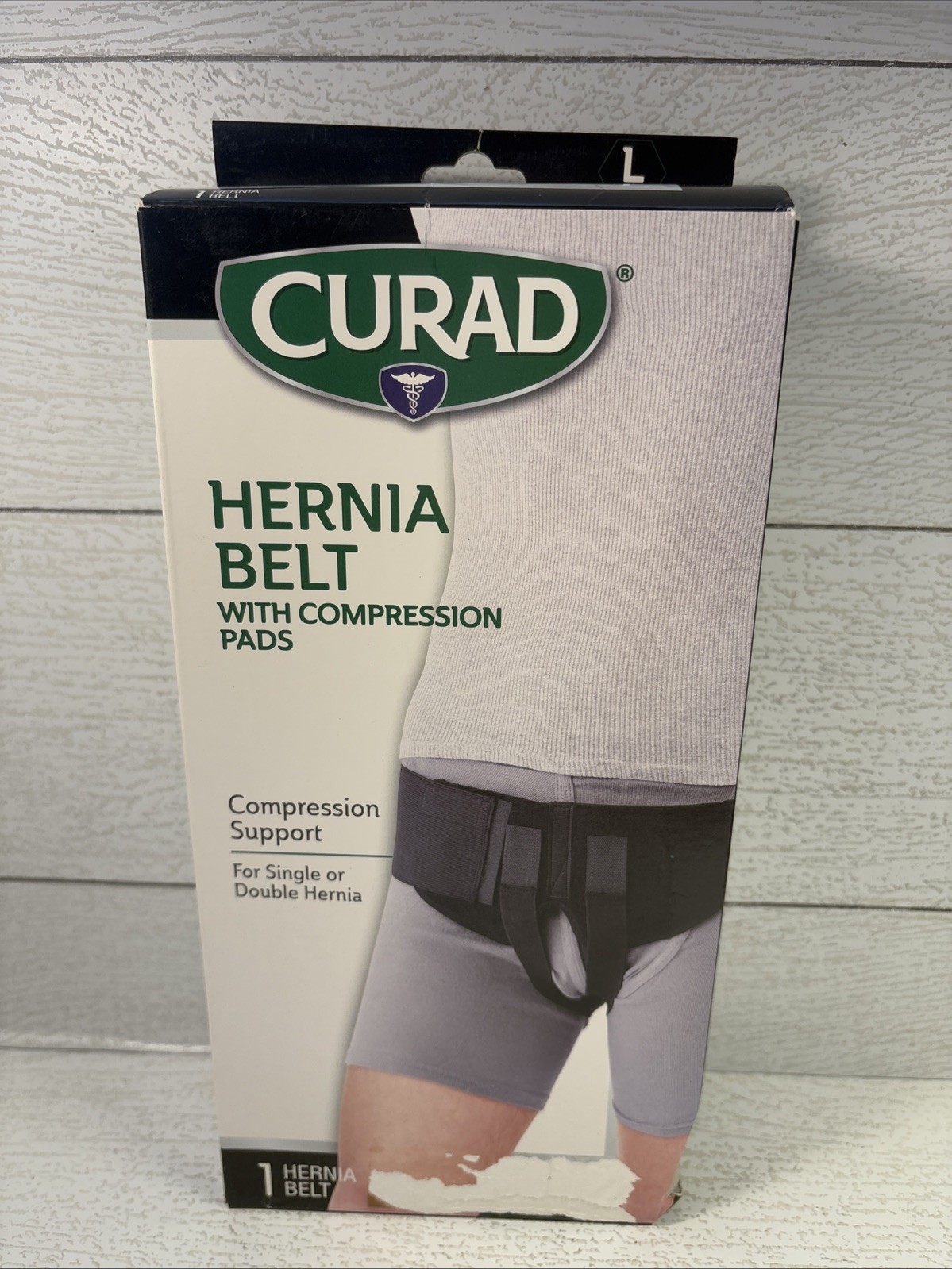 Curad Hernia Belt with Compression Pads Large -New Damaged Box