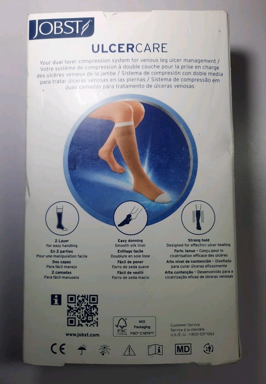 Jobst UlcerCare Compression Knee Stocking Support 2 Part System Zippered 40 mmHg