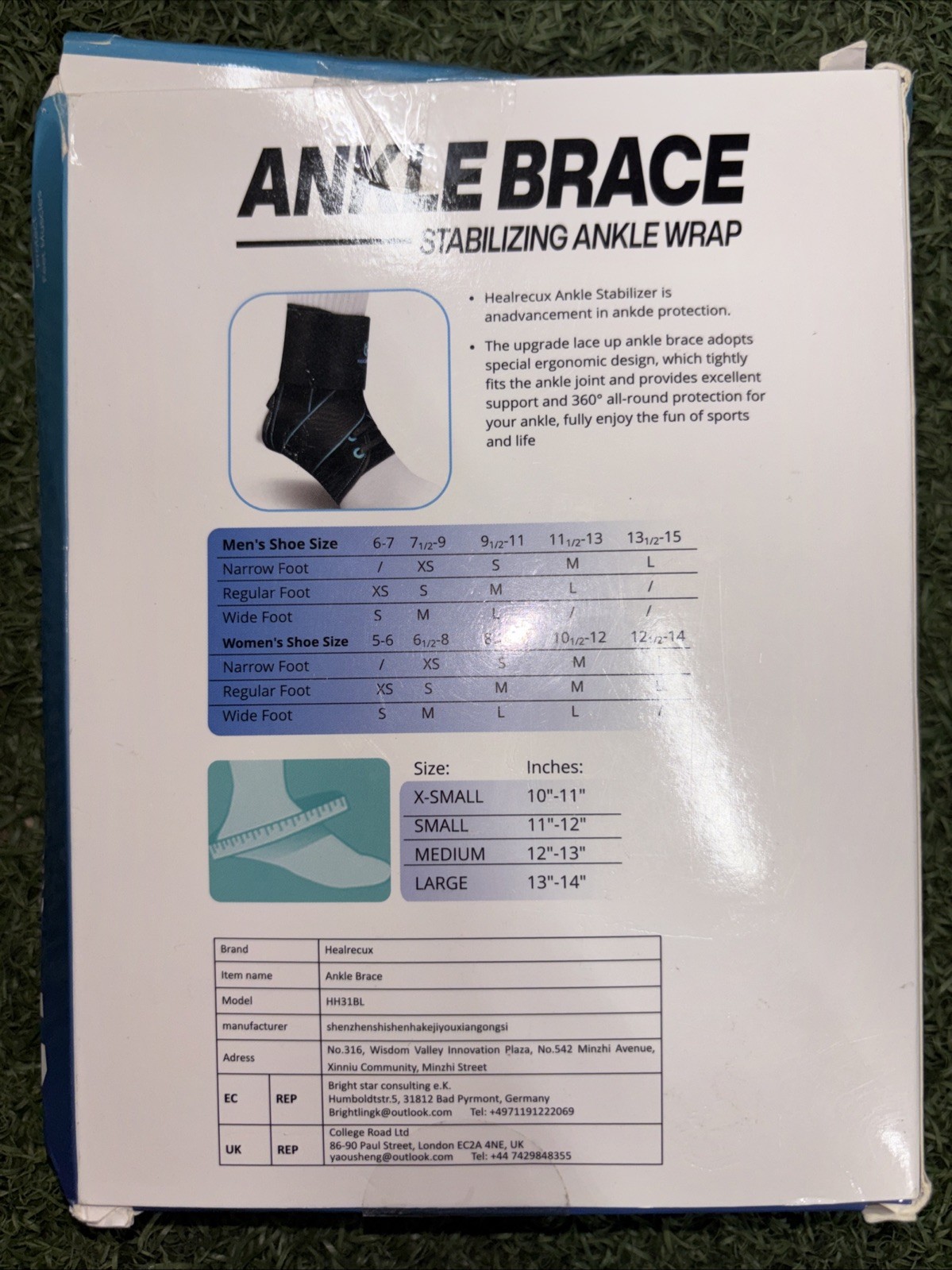 Foot & Ankle Brace Socks for Sprained Ankle Compression Sleeve *SIZE L*