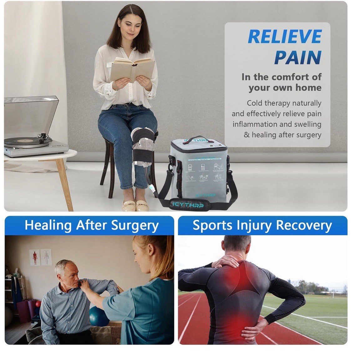Cold Therapy Machine 12qt with Programmable Timer, Portable Ice Machine for Knee