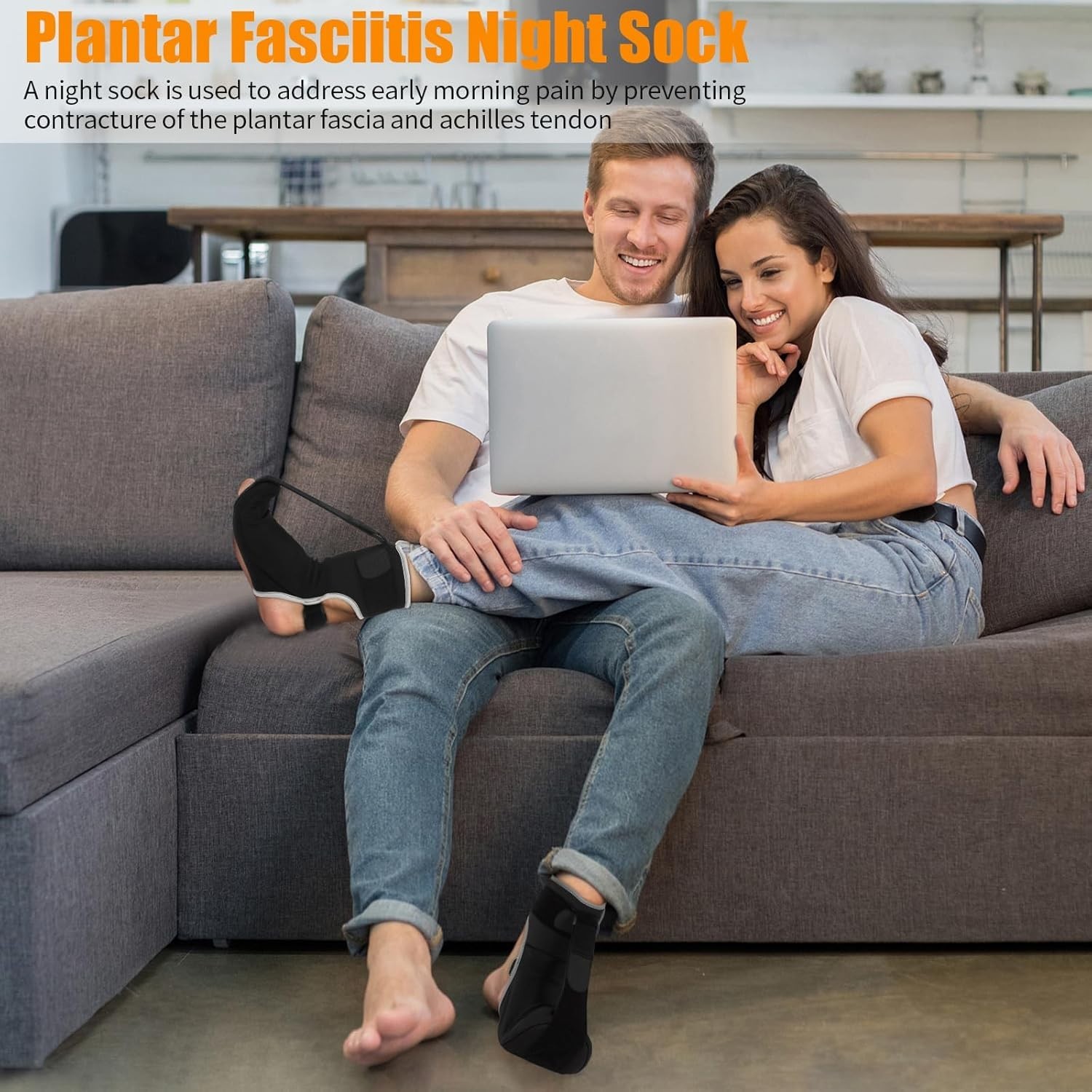 Comfortable Night Splint Sock for Plantar Fasciitis & Achilles Tendonitis Relief