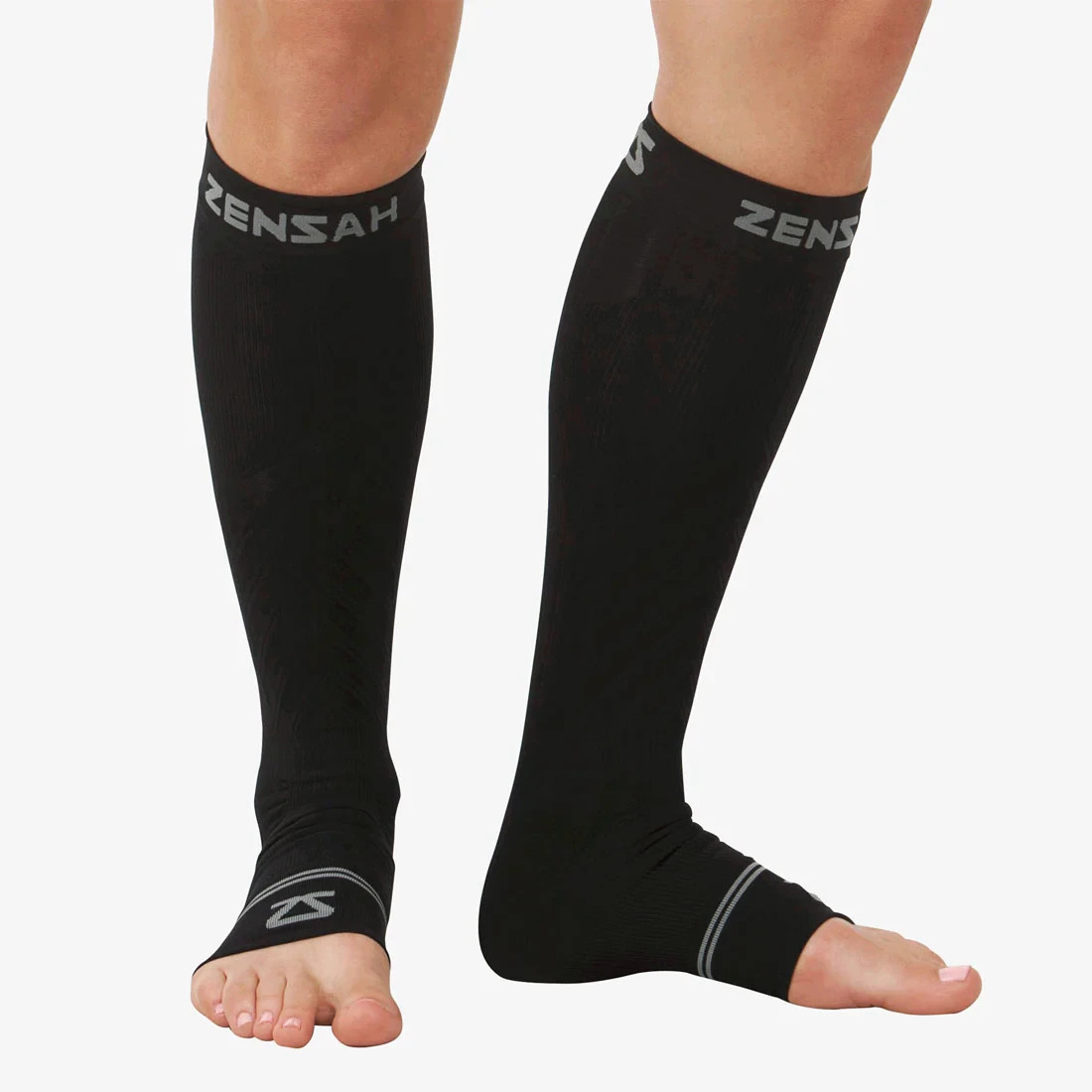 Zensah Ankle / Calf Compression Sleeves Toeless Socks for Circulation Size Color